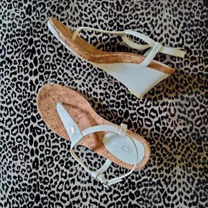 COPY - 3" white thong cork sandal wedges